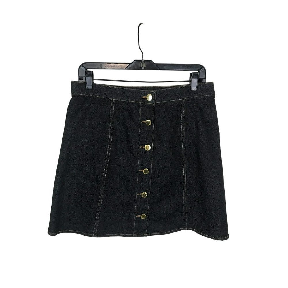 C. Wonder Denim Skirt Women's 8 Dark Wash Mini Button